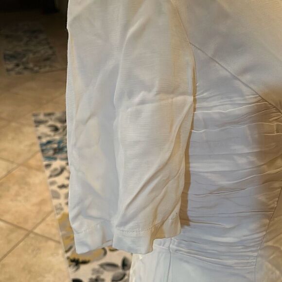 Asos Women's 8 Pleat Side Midi Dress Ivory Cream Modest With Detachable Slip New - Picture 6 of 14